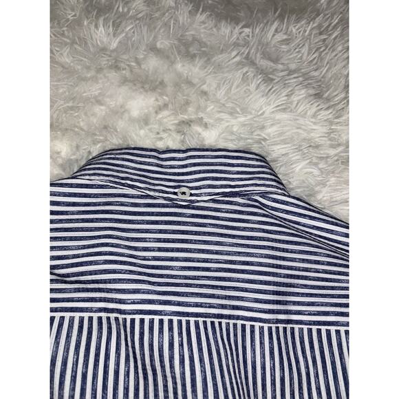 Olzen “ Standard Fit” Men’s Sz. 100 Blue Striped Button Down. Light, Exc. Cond - Picture 10 of 12
